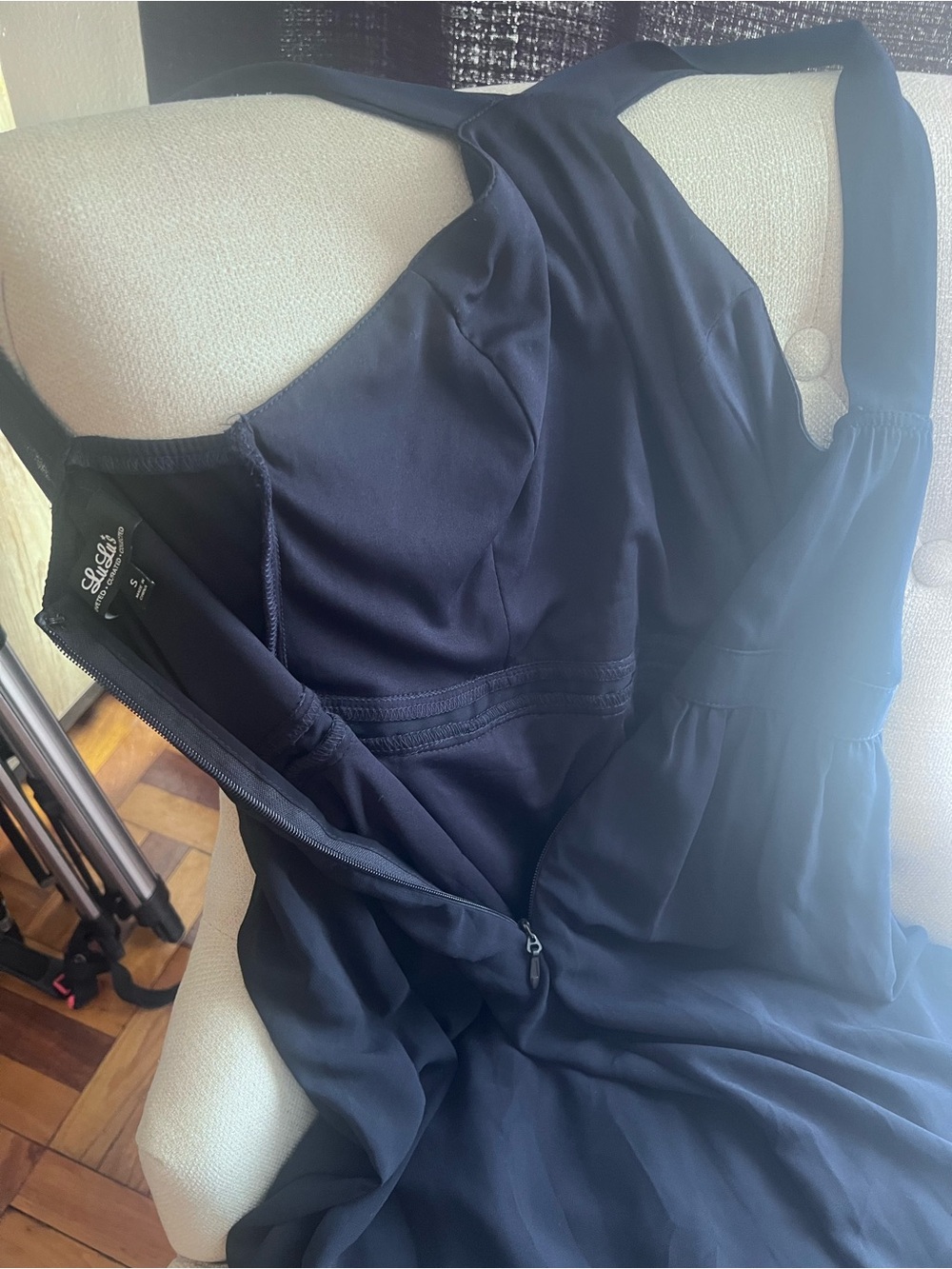 Classic Black Cross-Back Maxi Dress